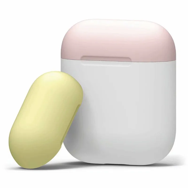 Pink White VETOMEET, Bluetooth, беспроводной чехол для наушников, для AirPods, силиконовый, ТПУ, ультра тонкий, для Apple AirPods, несколько цветов, смешанный и подходящий - Цвет: Pink White
