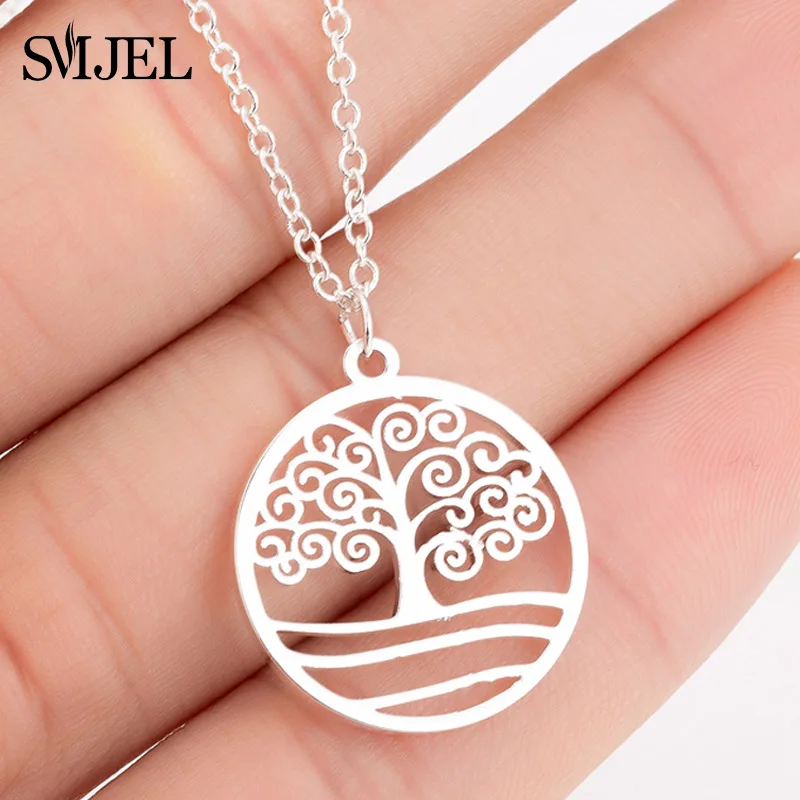 Tree River SMJEL ожерелье из нержавеющей стали с изображением Микки Мауса для женщин, ювелирные изделия на каждый день, модная карта мира, волнистое ожерелье с лисой, Золотое колье - Окраска металла: Tree River