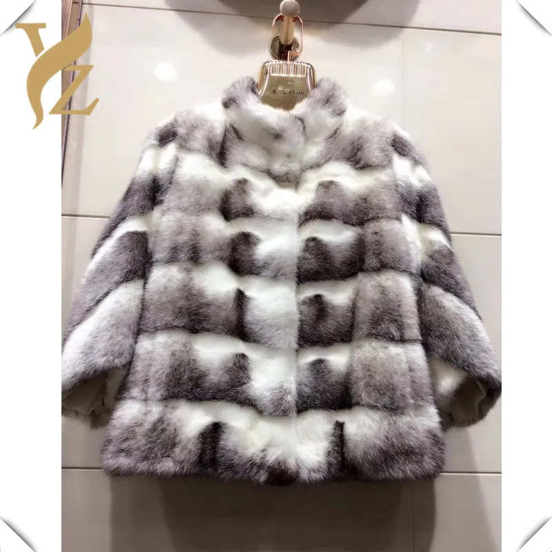 Cross Mink Креативный дизайн шуба из натуральной норки для женщин Высококачественная теплая зимняя одежда Полный Пелт норковая шуба куртки размера плюс - Цвет: Cross Mink