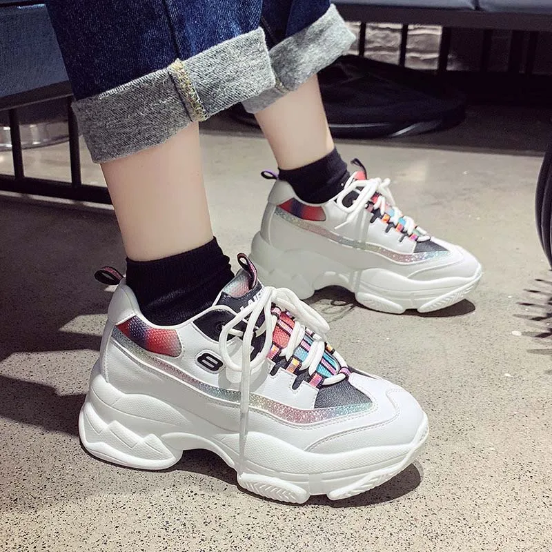 Повседневная Белая обувь женские кроссовки на платформе zapatos de mujer Новинка 2019