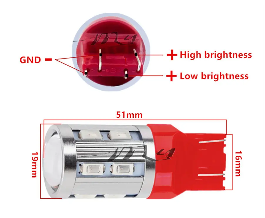 2 шт. 7443 7440 Автомобильные светодиодные лампы 12 SMD 5730 W21/5 Вт 5 Высокая мощность XPE