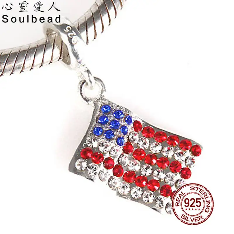 Подвеска с флагом США Soulbead Стразы подвеска хрустальные бусины серебро 925 пробы