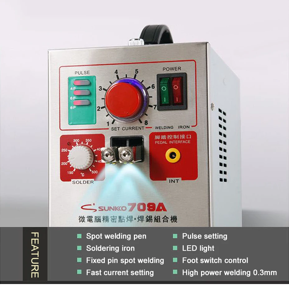 SUNKKO 709A точечный сварочный аппарат 1.9KW точечная Импульсная Сварка машина для литиевой аккумуляторной батареи сварочный аппарат с дистанционным паяльным пером