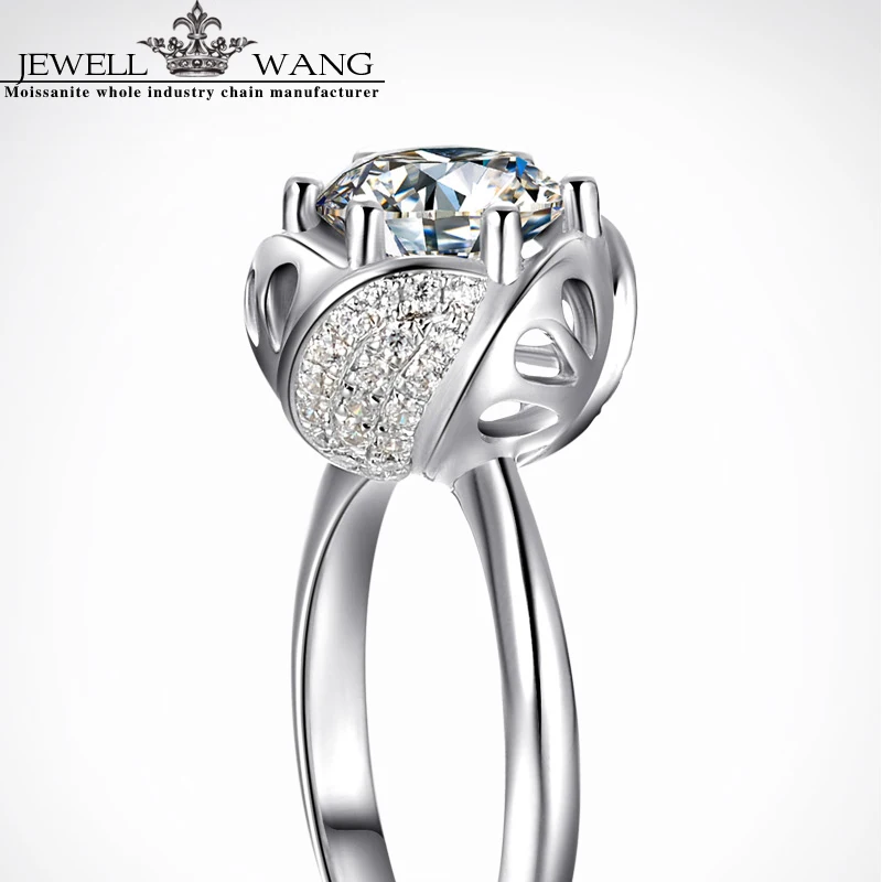 Ювелирные изделия Moissanite 18 К белое золото кольцо для женщин 1,0 карат цветок Сертифицированный vvs1 обручальные кольца специальные