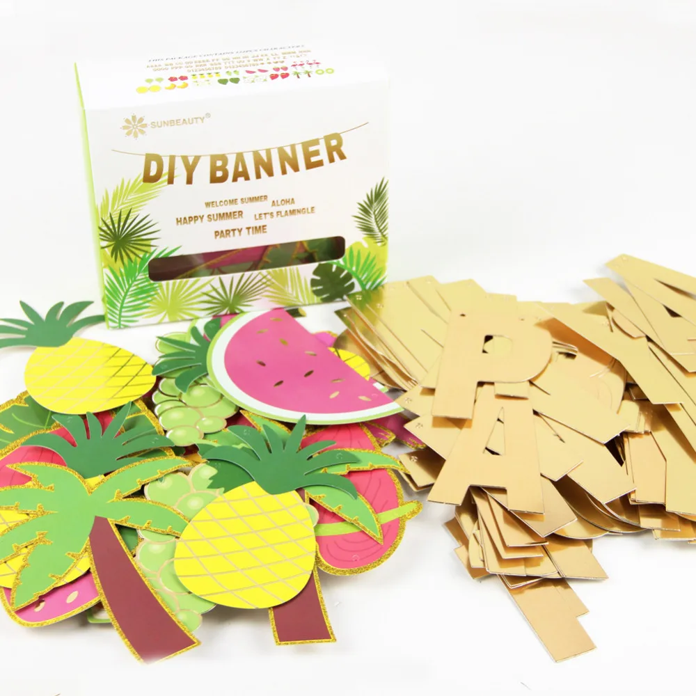 Custom Banner&Fruits Kit DIY Summer Beach Garland Pineapple Tropical Hawaiian Birthday Showers Pool Party Flamingo | Дом и сад