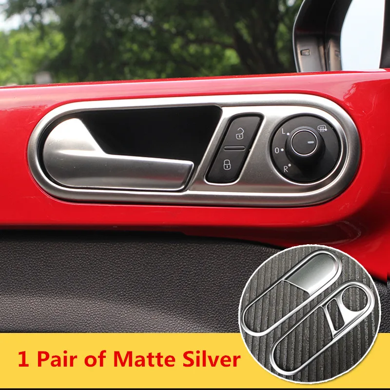 Matte Silver 2шт автомобиля интерьер дверные ручки литье отделка Стайлинг наклейка крышка для Volkswagen Beetle 2012 2013 - Название цвета: Matte Silver
