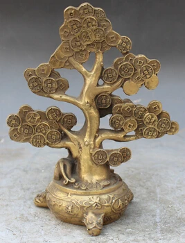 Бесплатный Китайский Бронзовый феншуй Бикси зверей pipiu Lucky Tree деньги статуя | Дом