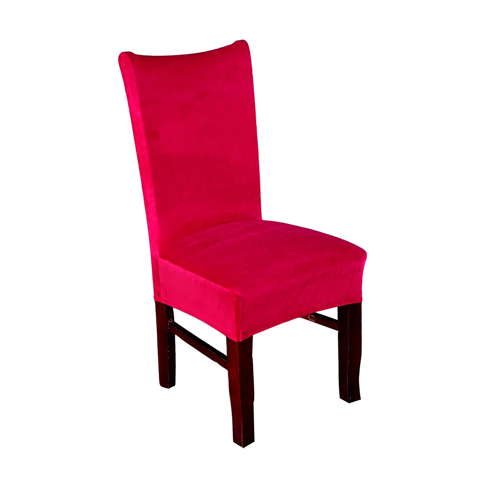 cherry red Чехол для обеденного стула из спандекса и бархата, пылезащитный стрейч-чехол для свадебного банкета, отеля, домашнего декора, чехол funda para silla - Цвет: cherry red