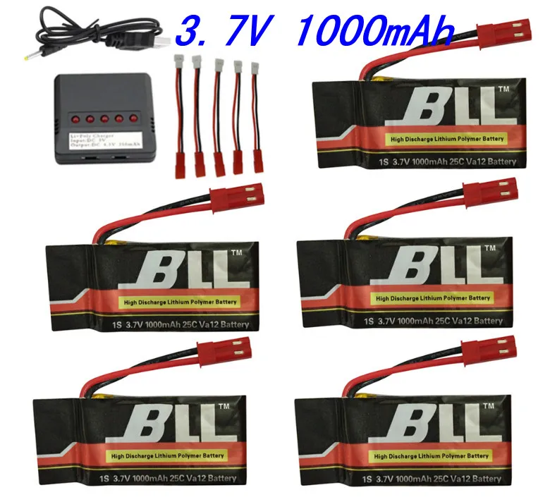 MJX X300 X400 X500 X800 FY550 HM1315 HJ819 5 шт. 3 7 в 1000 мАч аккумулятор 1 зарядное устройство JST