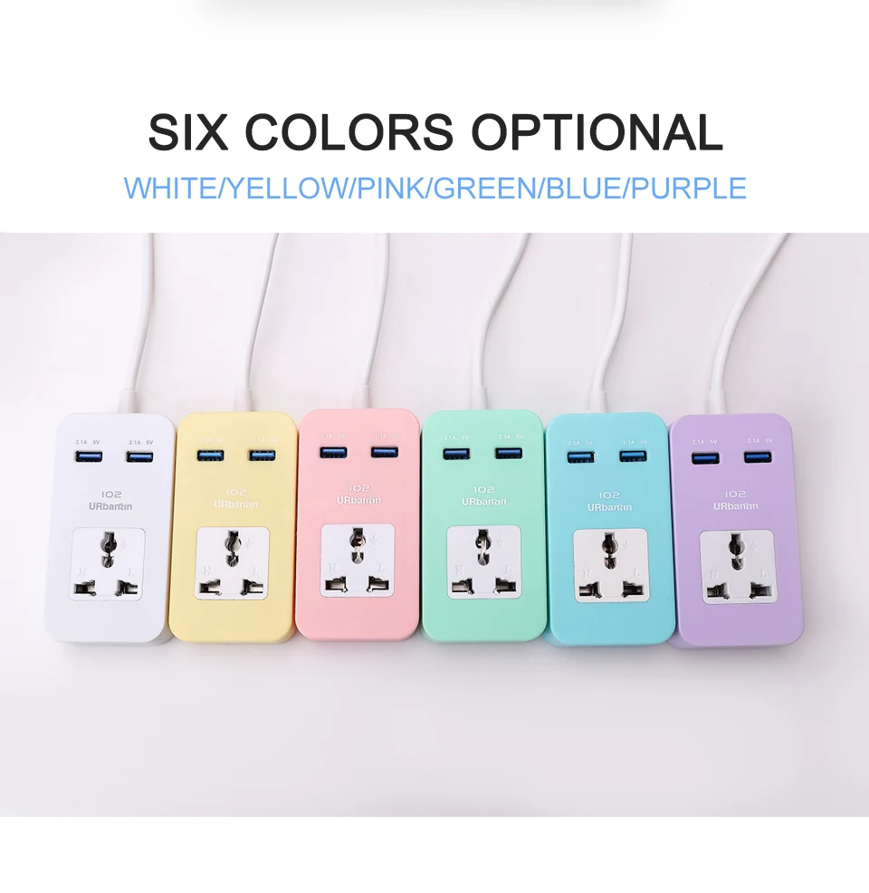 Urbantin 1AC розетки 2 USB выхода мощность полосы цвет Смарт USB гнездо быстрой зарядки с ЕС Австралия Великобритания США адаптер Домашняя электроника