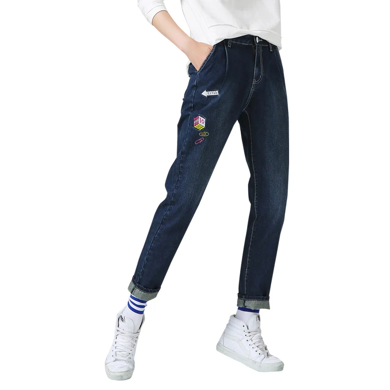 Toyouth Denim Jeans Women 2018 New Pattern Embroidery Ladies Mid-Waist Full Length Slim Casual Pants | Женская одежда