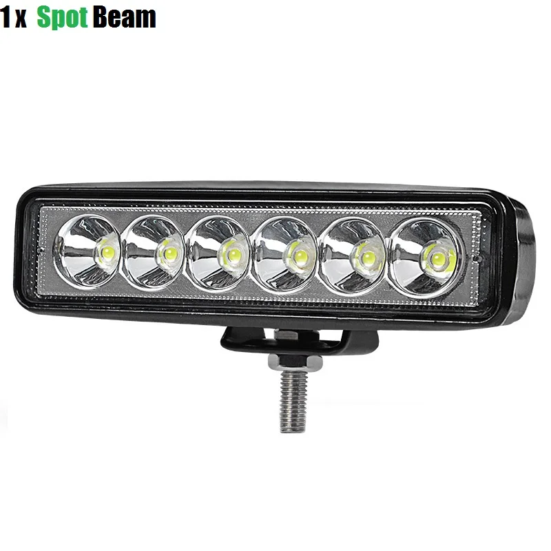 RACBOX 6 дюймов 18 Вт DRL светодиодный светильник 4WD для Jeep LADA Toyota Dodge внедорожный Грузовик Автобус Лодка противотуманный светильник автомобильный светильник в сборе - Цвет: 1 x Spot Lights