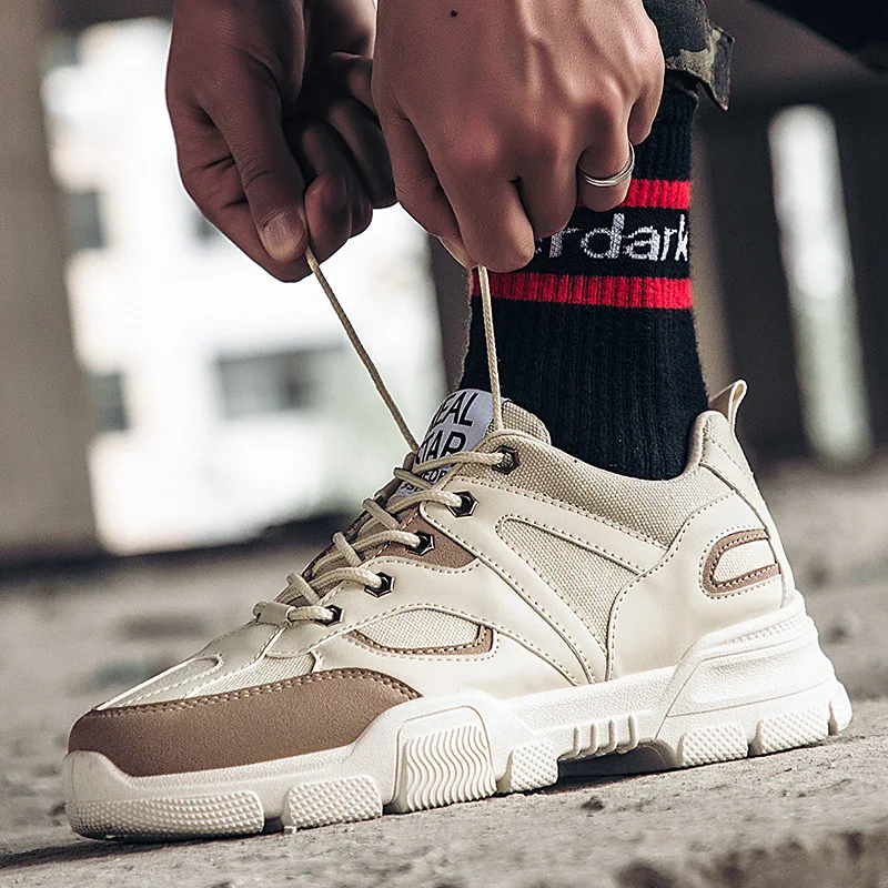 High Top Sneakers Men Fashion 2019 New Breathable Casual Shoes All Black Khaki Tenis Masculino Outdoor Walking Movement Shoe |