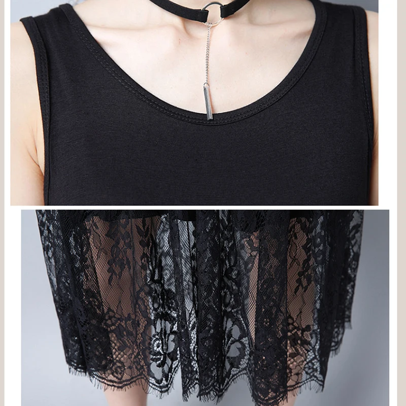 Женское вечернее платье без рукавов черное белое кружевное длинное большого