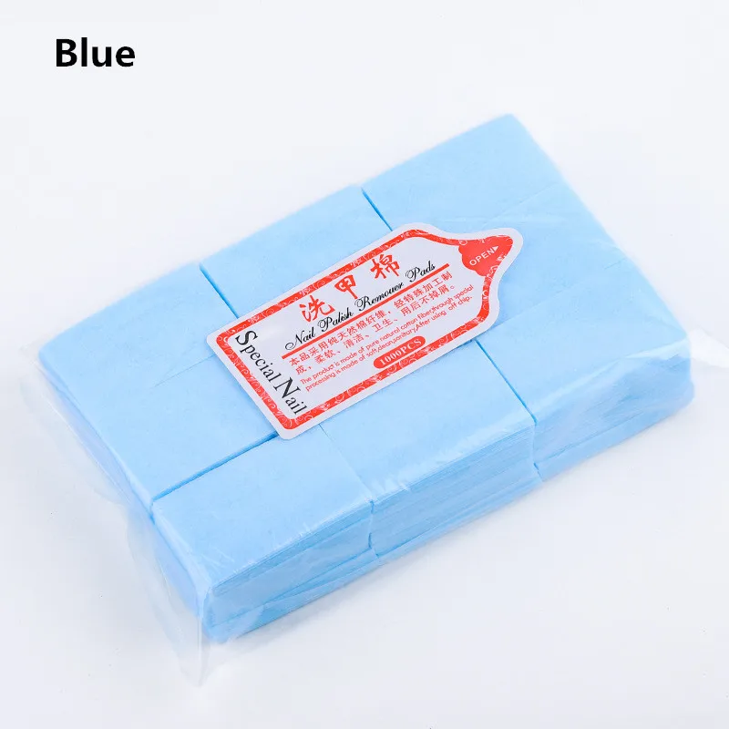 Blue 1000 шт./упак. для ногтей Обертывания безворсовой Гель-лак для нейл-арта, сделано в Китае высокое качество мокрой Бумага ватным тампоном для снятия лака салфетки - Цвет: Blue