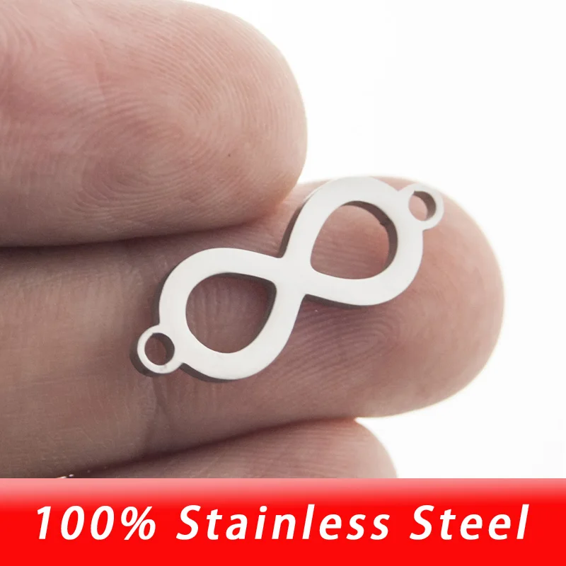 

2 ear hole infinity pendant for women Necklace DIY jewelry mirror polish stainless steel Wholesale 50 pcs