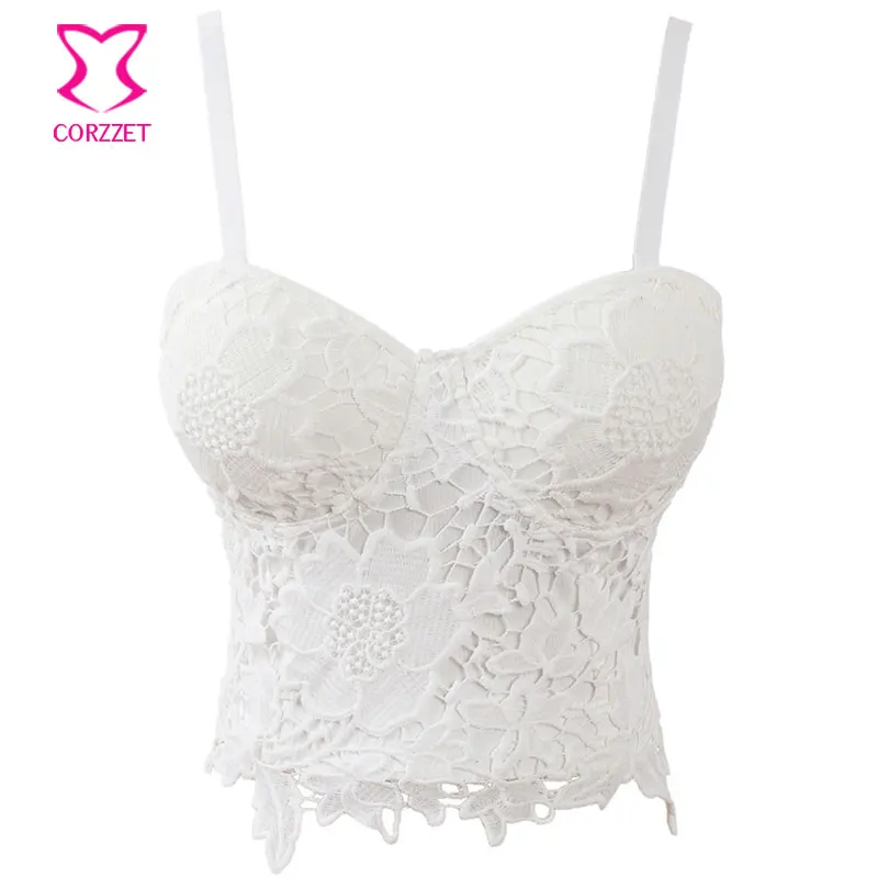 

White Floral Lace Bralette Bustier Crop Top Soutien Gorge Push Up Bra Sexy Bras For Women Brassiere Gothic Lingerie Underwear