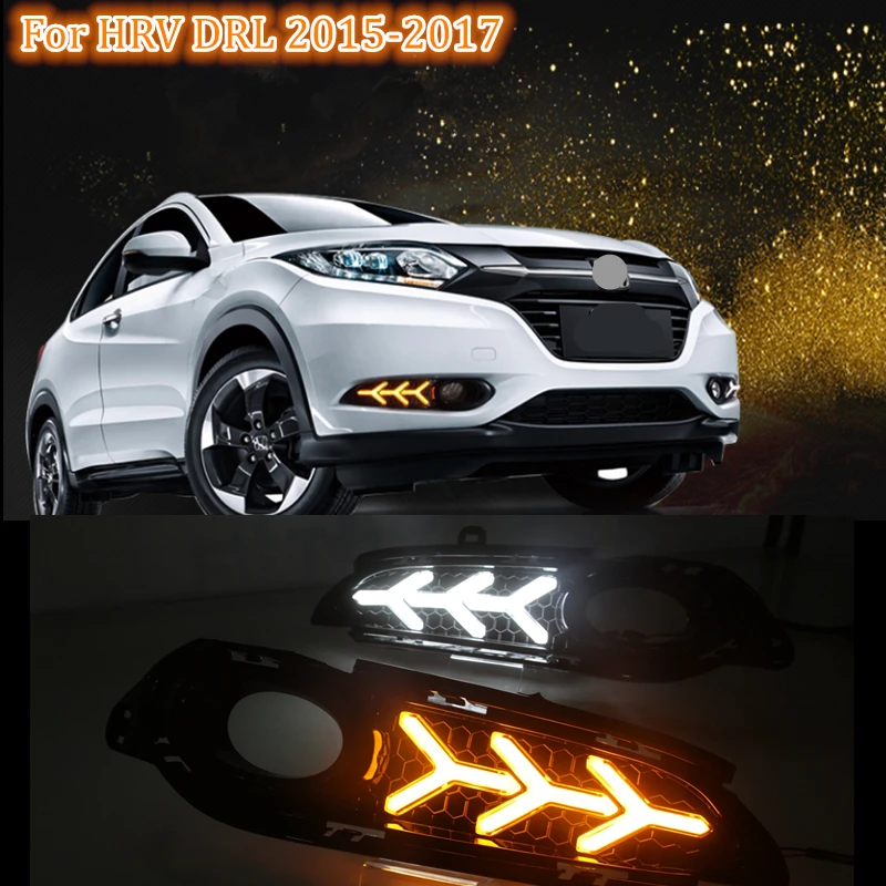 

ShinMan для Honda вариабельности сердечного ритма HR-V 2015 2016 2017 течет отложным воротником желтый сигнал реле Водонепроницаемый дневные ходовые огни 12V светодиодные дневные ходовые огни светильник