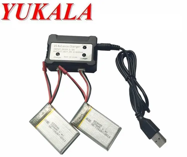 

7.4V 700mAh Li-polymer battery*2pcs +balancer charge for X600 X601H JXD391V RC quadcopter F46 RC helicopter