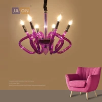led e14 postmodern iron glass clear purple chandelier lighting lamparas de techo suspension luminaire lampen for foyer