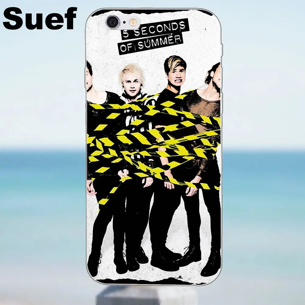 5sos 5 секунд летней мягкой ТПУ кожи живописи для iPhone X 4 4S 5S 5C SE 6 6S 7 8 Plus Galaxy J1 J3 J5 J7 A3 A5