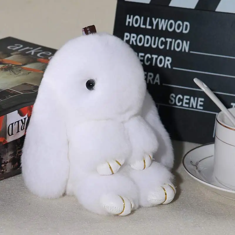 Брелок для ключей 18 см с кроликом зайчиком Кроликом натуральным мехом Рекс