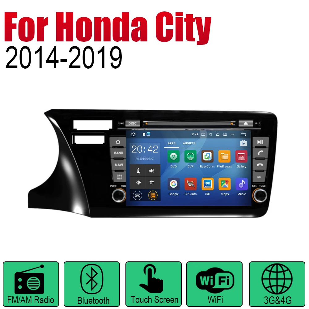 Автомобильный DVD GPS навигатор Android для Honda City 2014 2015 2016 2019 плеер с навигацией Wi Fi