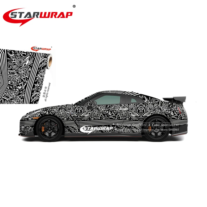Starwrap черный и белый автомобильный Стайлинг граффити наклейка бомба виниловая