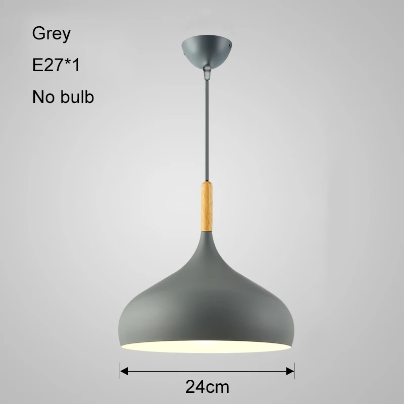 Grey no bulb Скандинавский светодиодный подвесной светильник s современный деревянный промышленный светильник алюминиевый подвесной светильник для столовой спальни гостиной Светильник E27 - Цвет корпуса: Grey no bulb