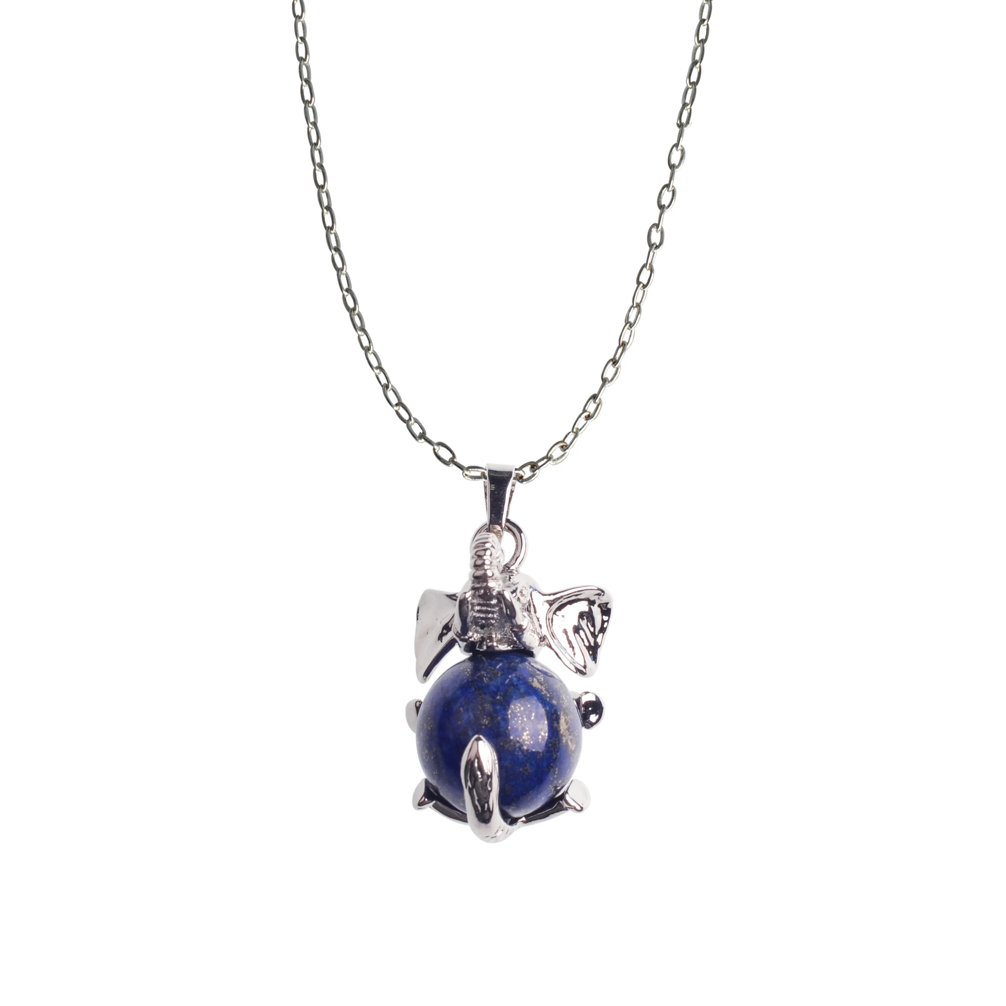 Popular Natural Stone Non-Porous Rose Pink Necklace Pendant Cute Little Elephant Cartoon Image FemaleJewelry Gift | Украшения и