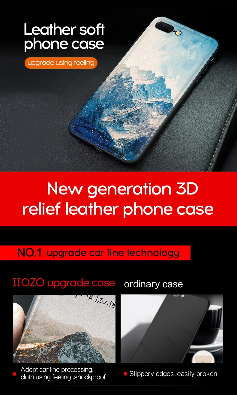 IIOZO природный пейзаж мягкий из искусственной кожи чехол для Iphone X XR XS MAX 6 7 8 plus снежные горы задняя крышка чехол для телефона s
