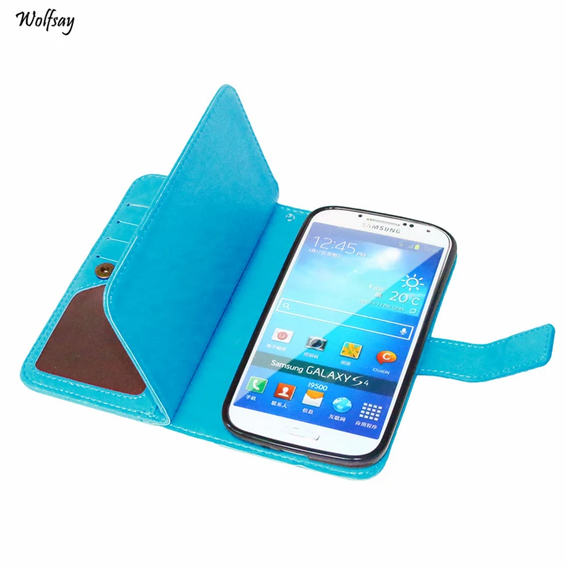 Чехол-книжка Wolfsay для Samsung Galaxy S4 роскошный кожаный чехол-бумажник i9500 чехол с