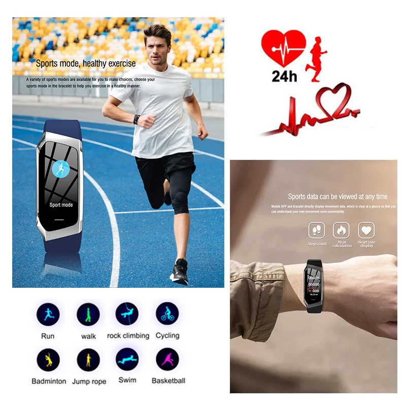 Мужские Смарт часы BINSSAW с цветным ЖК дисплеем и Пульсометром|Мужские электронные