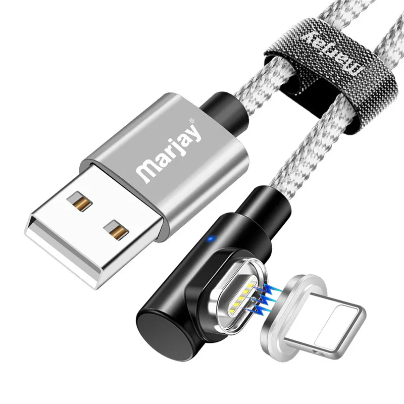 Silver IOS Cable Магнитный кабель Marjay 90 градусов Micro usb type C для быстрой зарядки, магнитное зарядное устройство Microusb type-C для iphone Xs MAX xiaomi Usb-c - Цвет: Silver IOS Cable