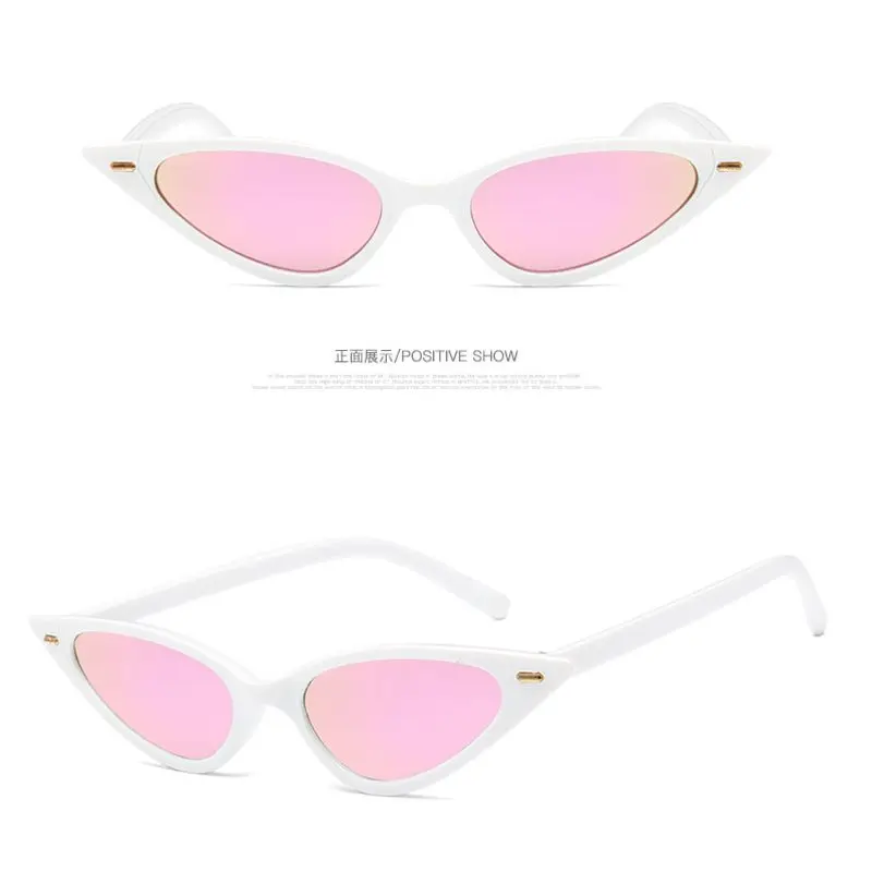 

Women Sexy Cat Eye Sunglasses Brand Designer Small Triangle Vintage Sun Glasses Retro Cateye Eyewear Purple Black Sunglass