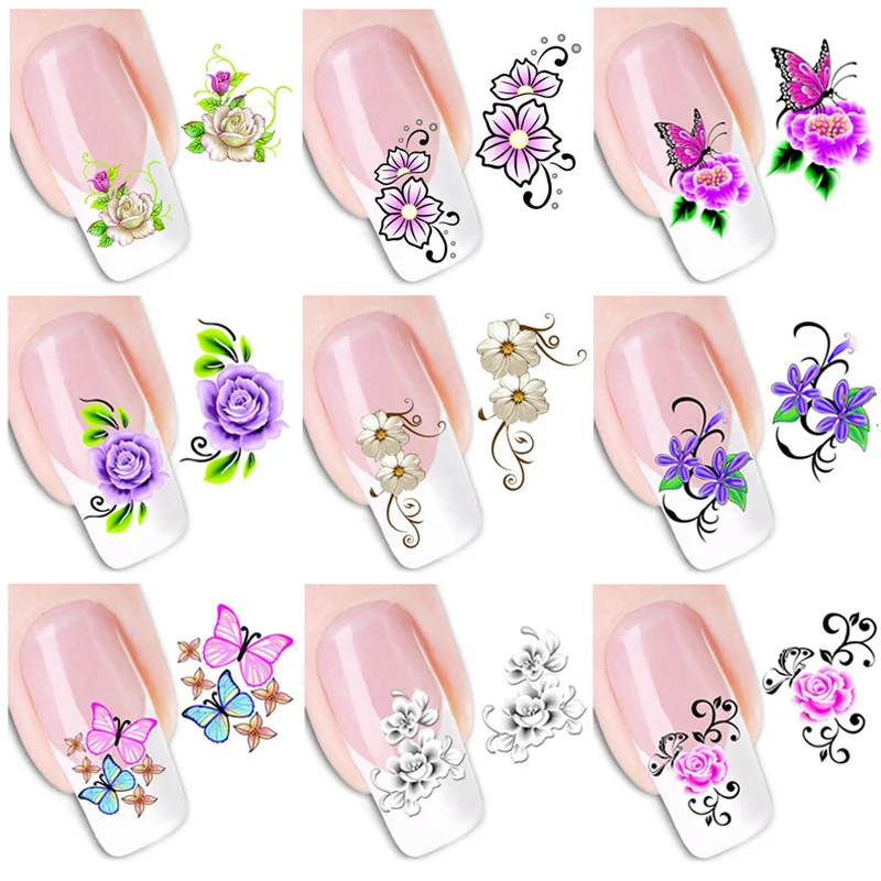 4 шт. наклейки для дизайна ногтей с цветочным узором|adhesive foil|flower nail decalsnail decals |