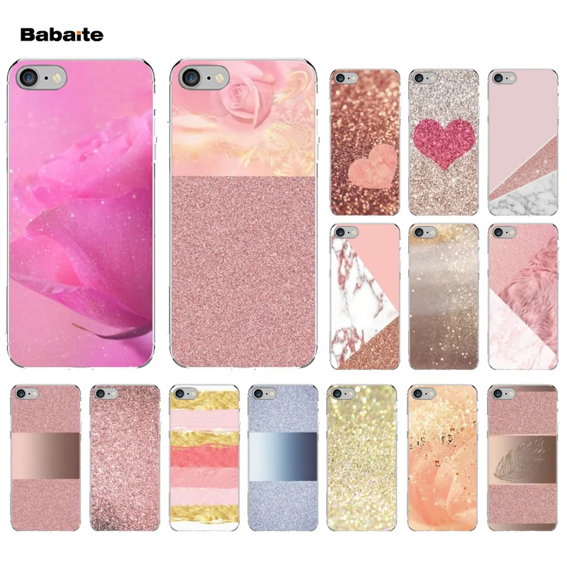 Мягкий чехол для телефона Babaite Gold Pink rose с блестками на заказ iPhone 5 5Sx 6 7 7plus 8 8Plus X XS MAX
