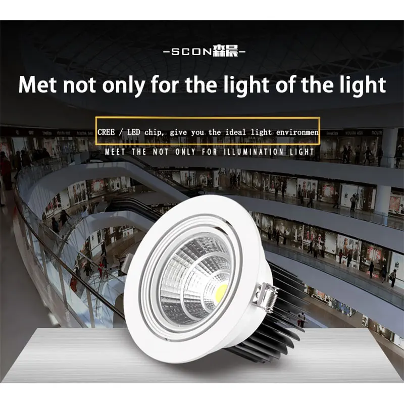 

SCON AC220V spotlight 30W embedded led ceiling clothing store bull eye lamp COB natural light CRI Ra>85 indoor lighting