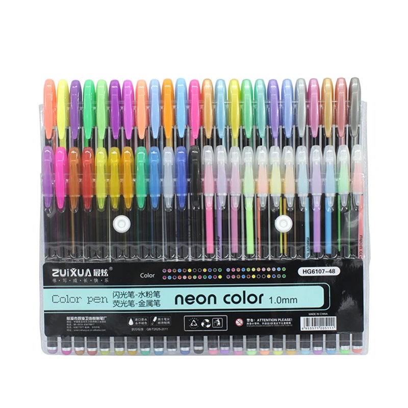 

24/36/48 Colors 1.0mm Gel Pens Set Refill Metallic Pastel Neon Glitter Sketch Drawing Color Pen Manga Markers School Stationery