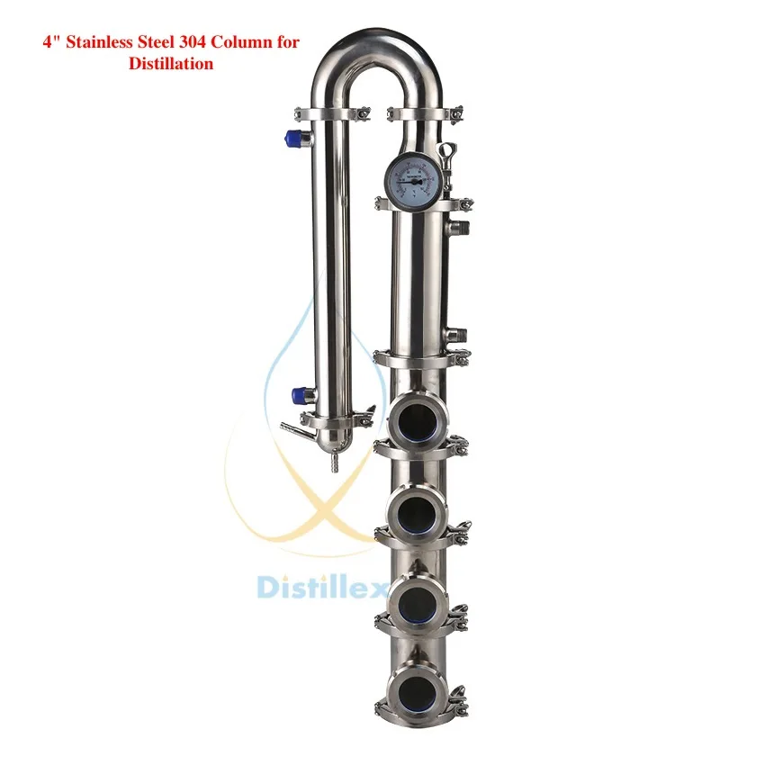 

NEW 4 inch (OD119mm ) 99.9% Copper bubble plates Distillation Column with 4 section for distillation Stainless Steel 304 column