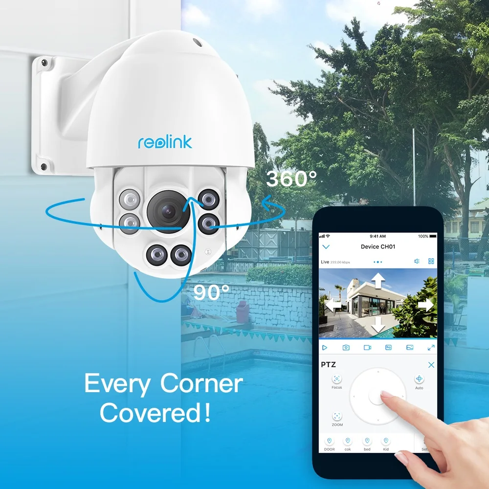 Reolink PTZ IP Camera PoE 5MP Pan/Tilt 4x Optical Zoom HD Outdoor Motorized Lens Security Cam RLC 423 5MP|poe 5mp|ptz ip camera poeip poe |