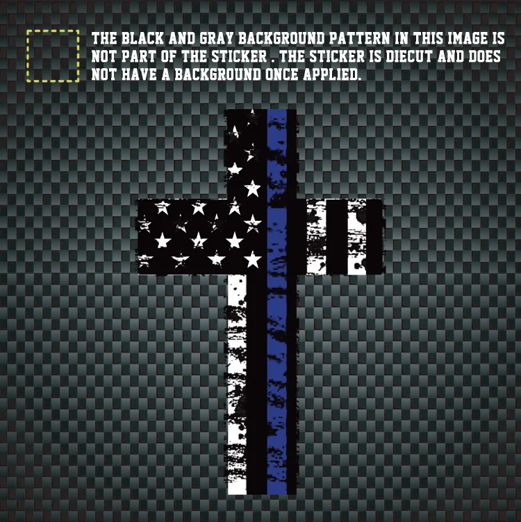 

Thin Blue Line Cross Christian Car Stickers Decals
