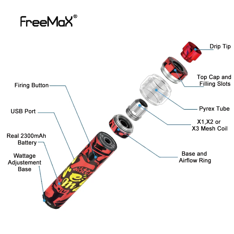 Freemax 80 Вт Twister Vape pen Kit с 5 мл Fireluke 2 Tank Supprot VW Mod 2300 мАч батарея электронная сигарета