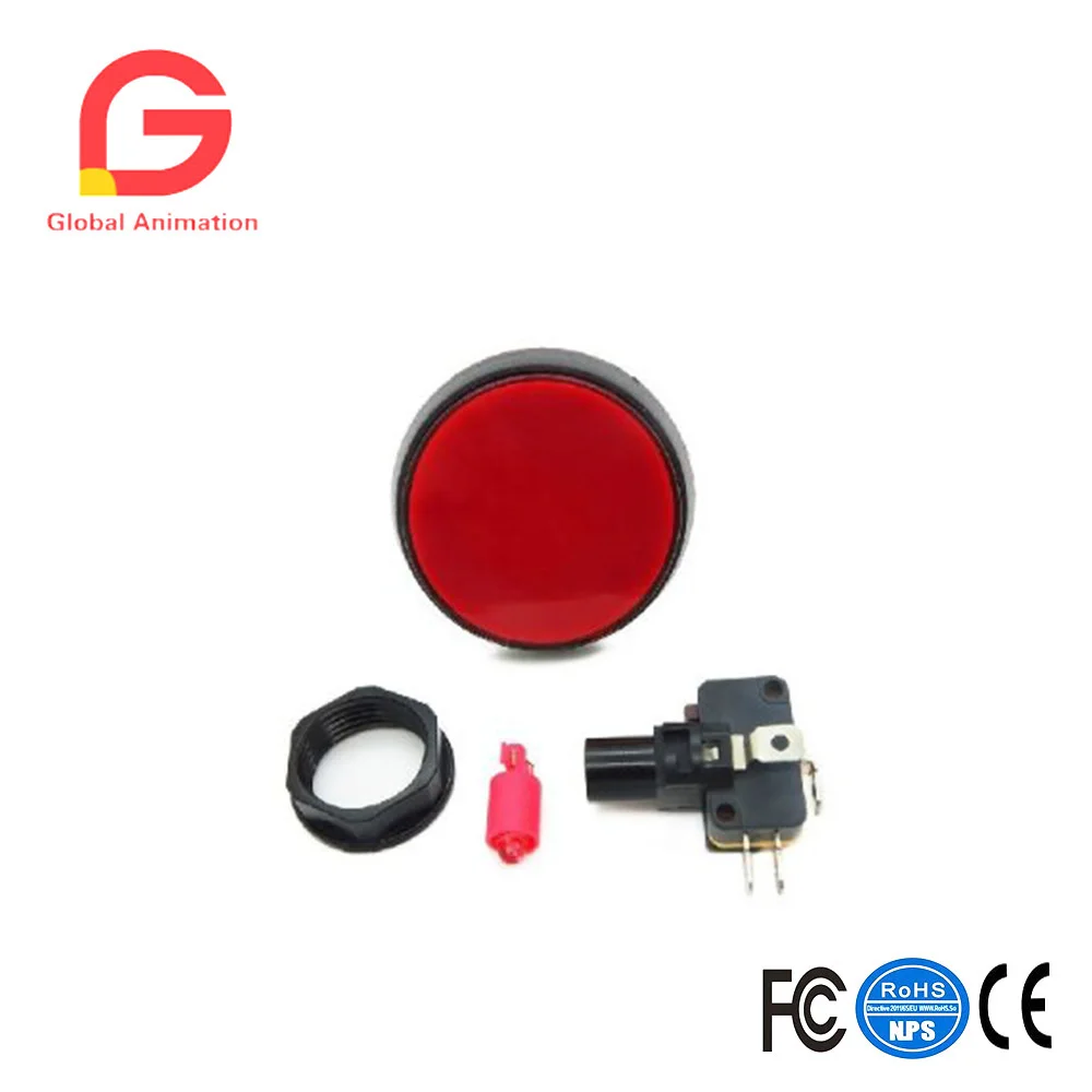 

6 pcs of 60mm flat hypotenuse lighted button Illuminated round Push Button with microswitch for arcade game machine