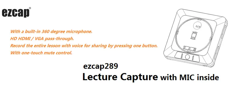 Ezcap289 1080P HDMI лекционный рекордер VGA видеозахвата Встроенный микрофон для записи лекционных занятий Конференции на USB диск