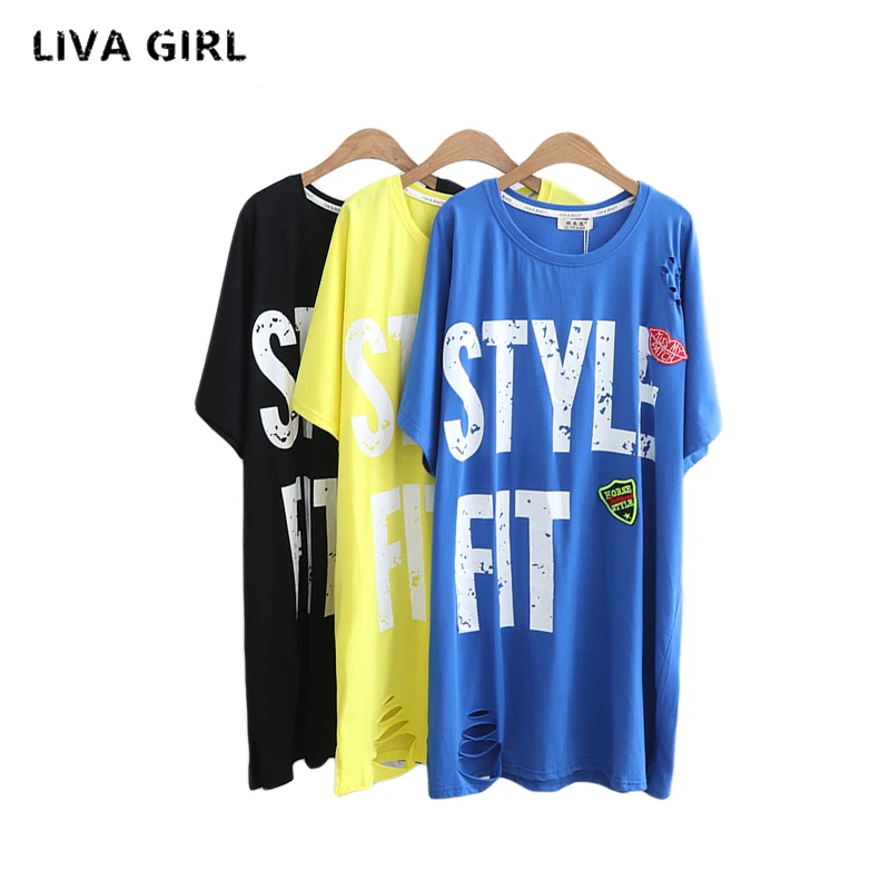 Liva Girl/женская футболка большого размера Летняя женская одежда Женская хлопковая