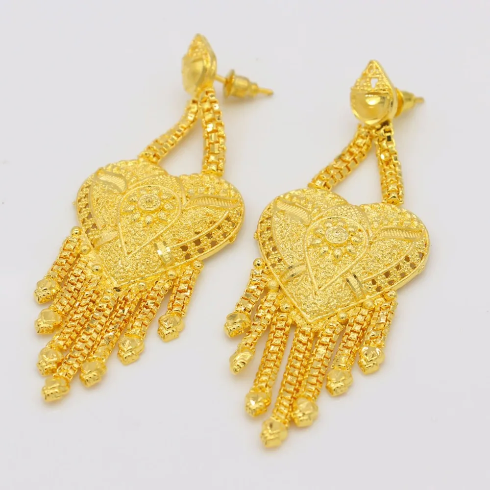 Новая мода ожерелье и серьги набор украшений для женщин золотой цвет медь