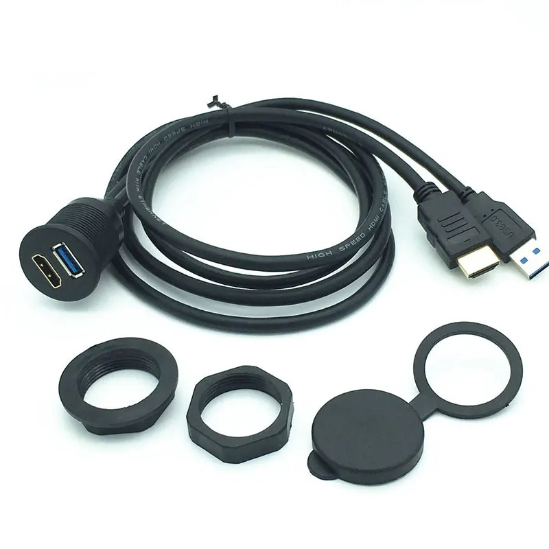 Автомобильная лодка тире заподлицо USB 3 0 мужчина к женскому + HDMI свинцовый