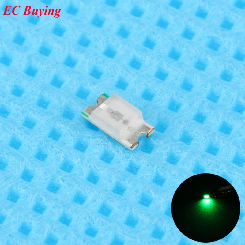 100 шт. 0603 (1608) Зеленый LED SMD чип лампа для поверхностного крепления SMT шарик ультра