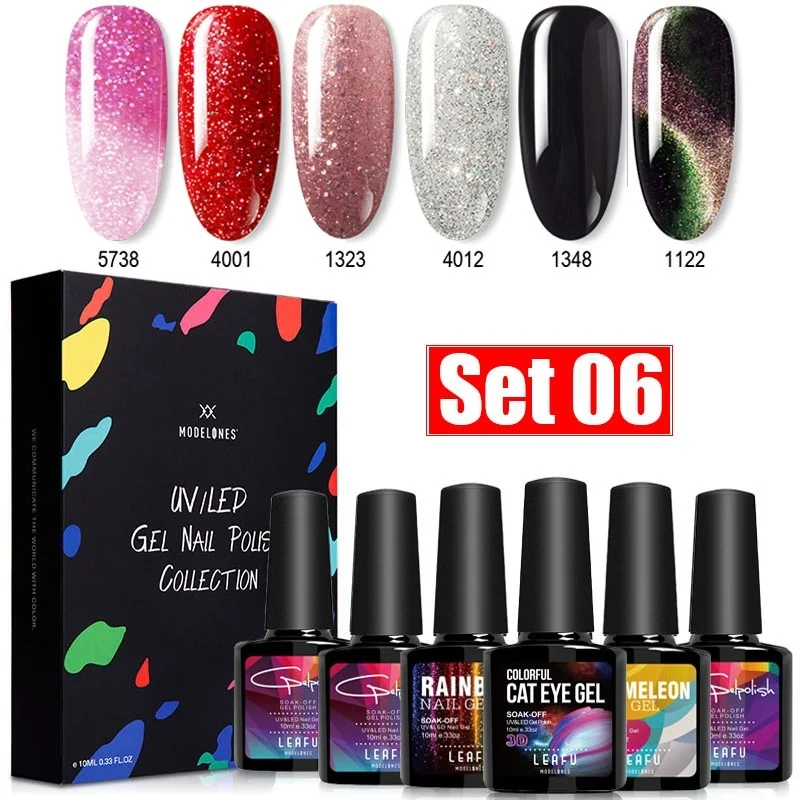 УФ-гель для ногтей Modelones 6 шт./лот блестящий полуперманентный Гибридный